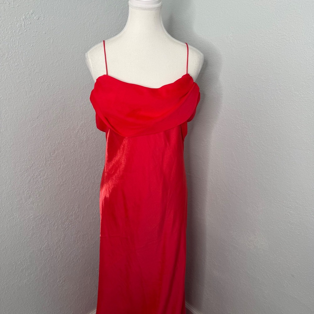 Camille La Vie Red k Evening Gown Draped Bow Back Formal Dress 14W 98450 - Picture 5 of 9